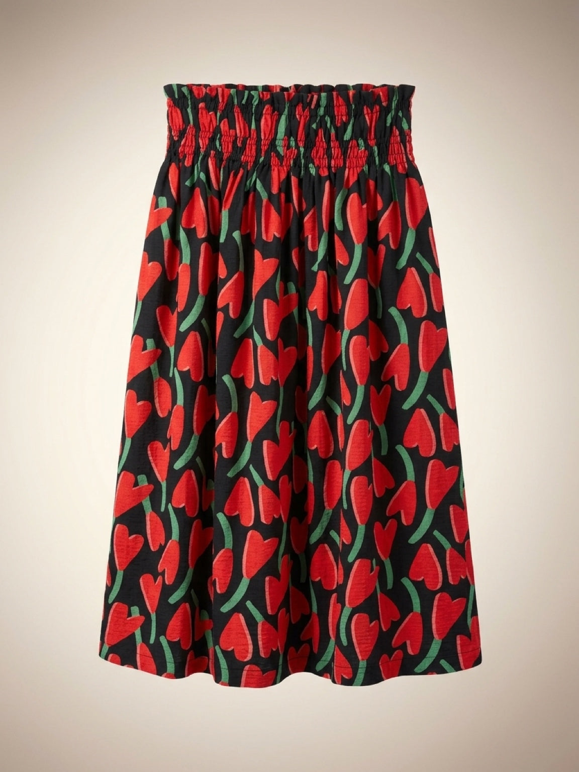 64C/11101 Falda midi con estampado Ciclamen
