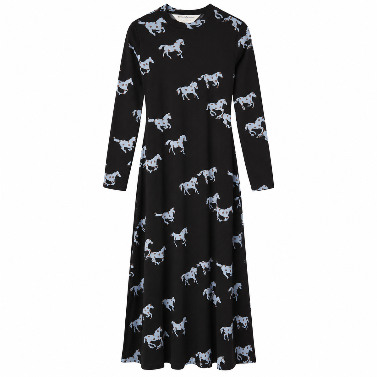 64C/12108 Vestido midi con estampado Horse