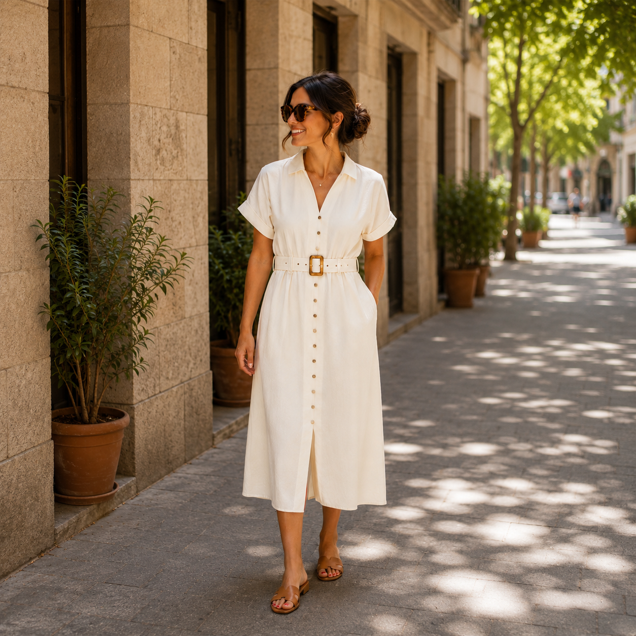 VILINNEN SS MIDI SHIRT DRESS/RS BIRCH