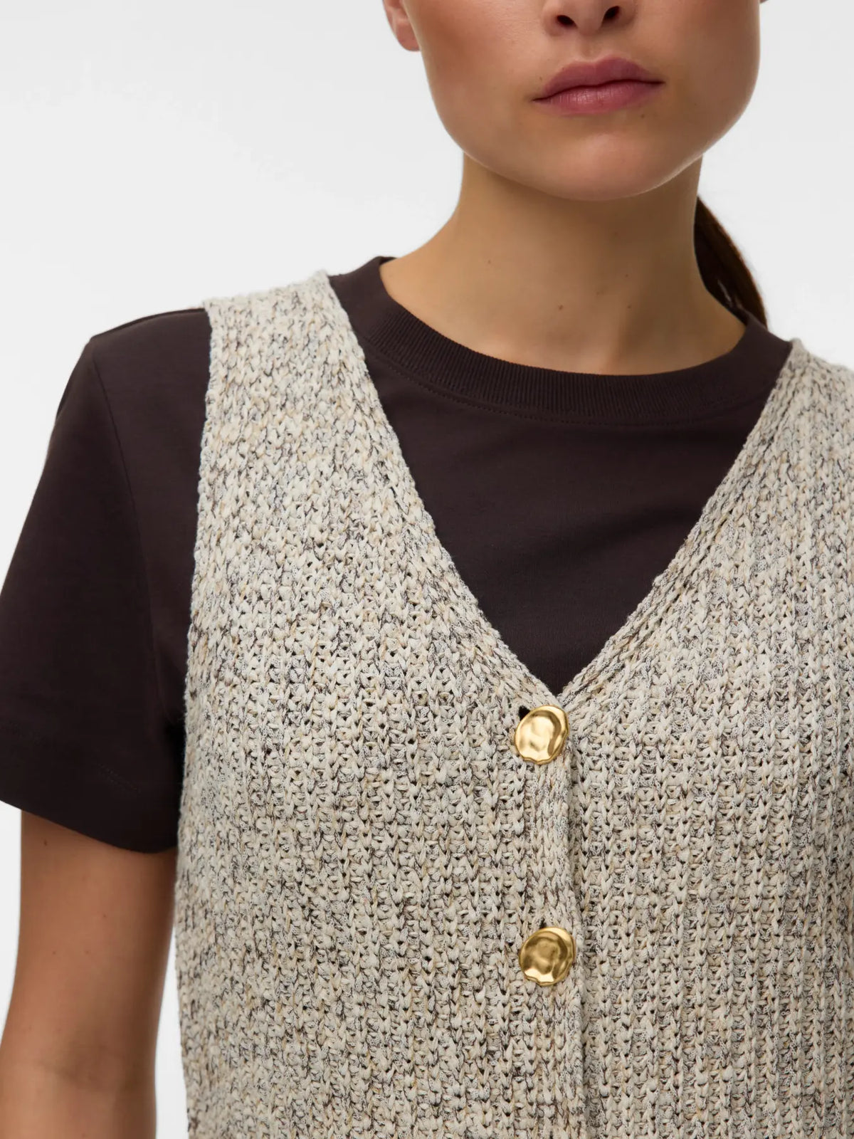 VMPENELOPE SL V-NECK VEST BIRCH/SILVER