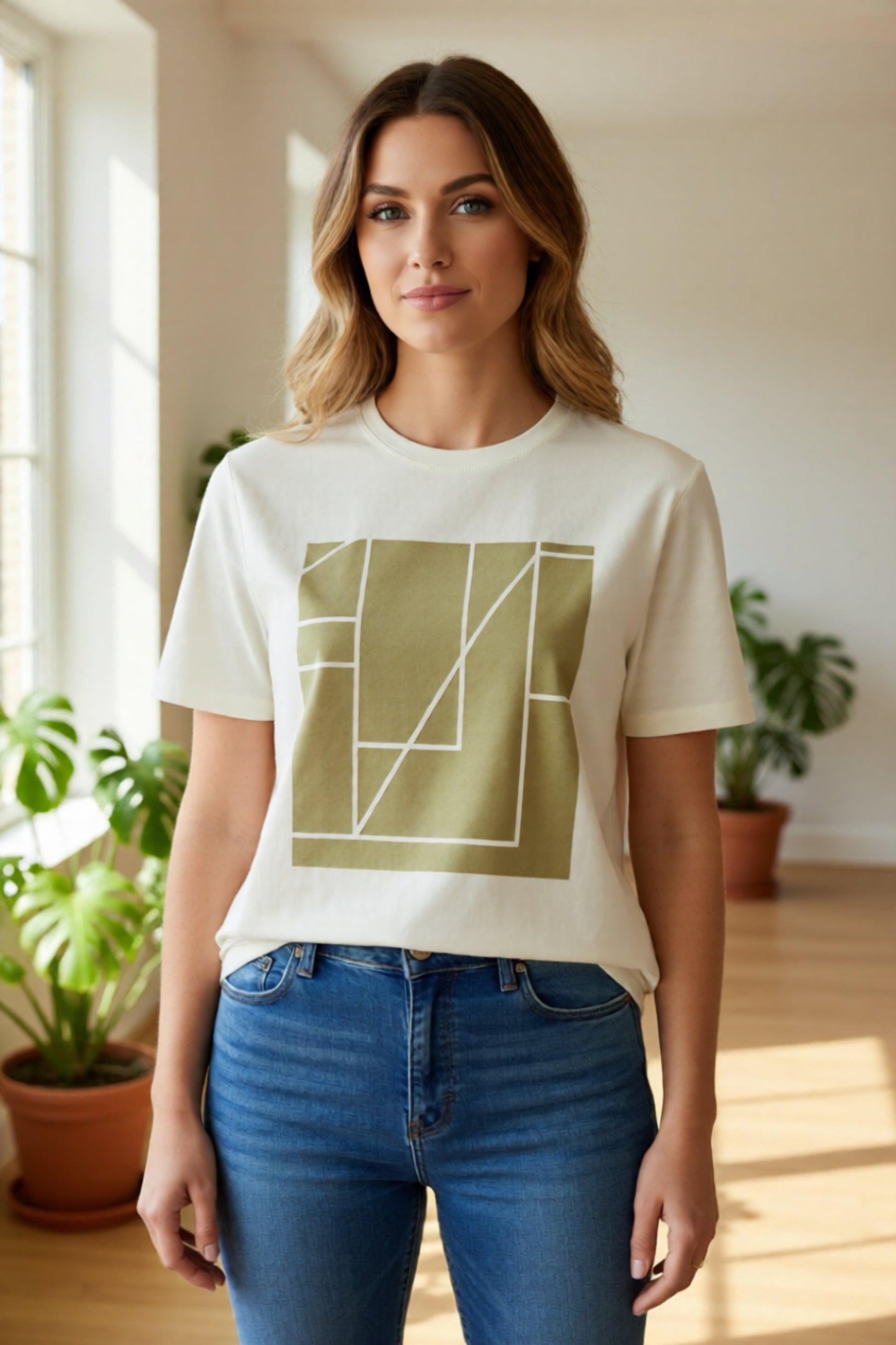 Camiseta blanca de cuadros