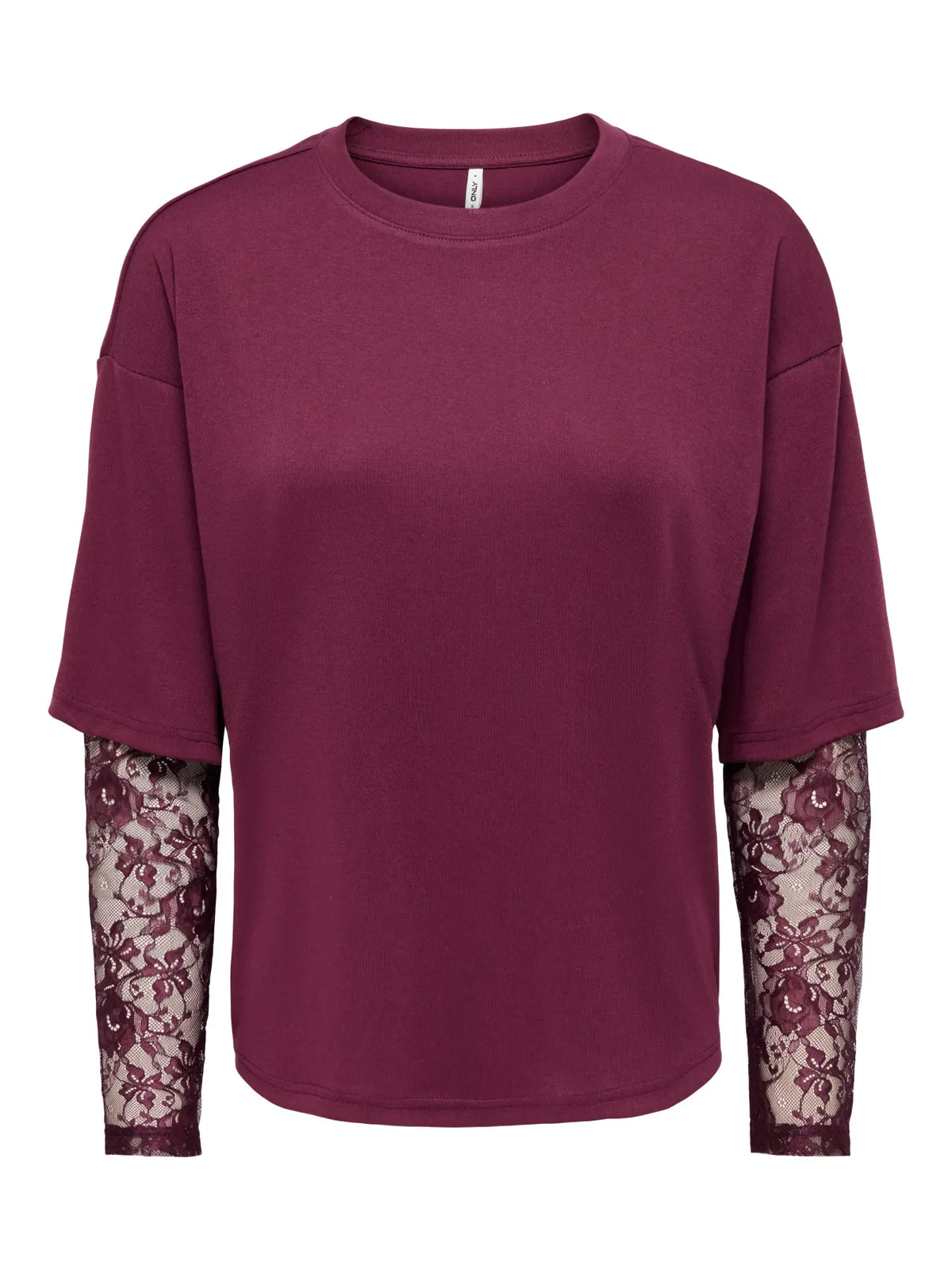 ONLTAHLIA L/S LACE TOP JRS FIG/DTM LACE