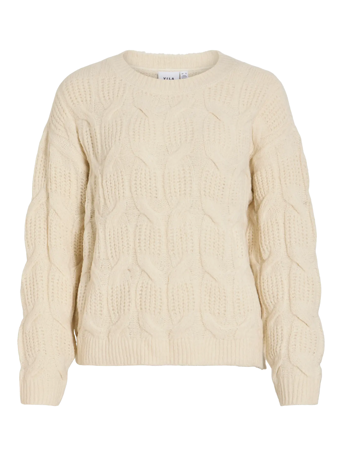 VITOKO L/S CABLE KNIT TOP BIRCH/MELANGE