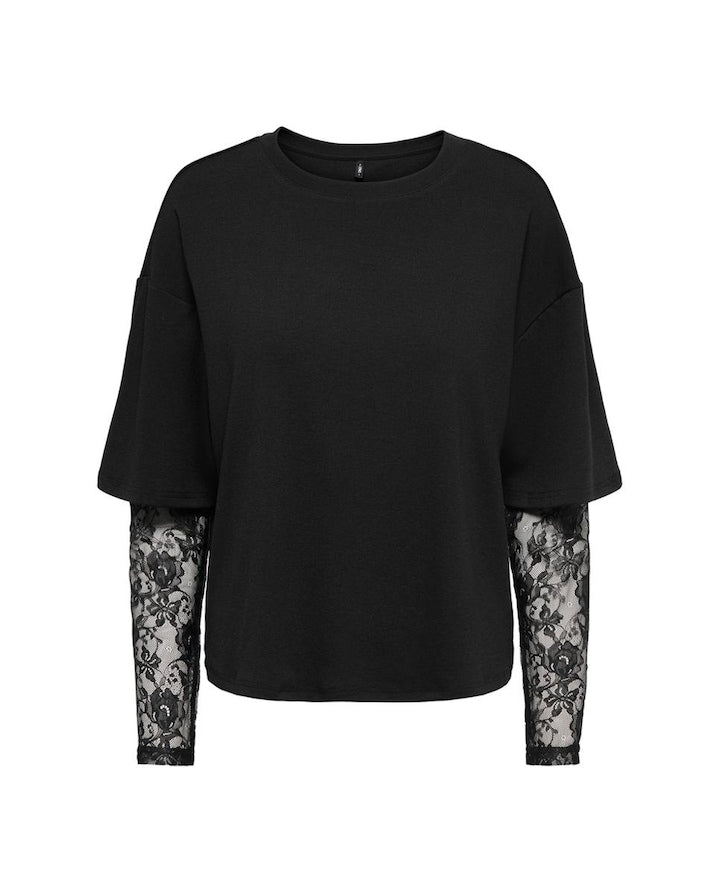 ONLTAHLIA L/S LACE TOP JRS BLACK/DTM LACE
