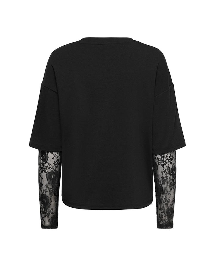 ONLTAHLIA L/S LACE TOP JRS BLACK/DTM LACE
